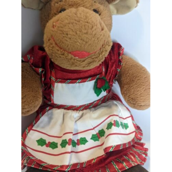Build A Bear Holly Girl Moose 18” Christmas Plush W/Red Christmas Dress, Red Bow - Picture 3 of 10